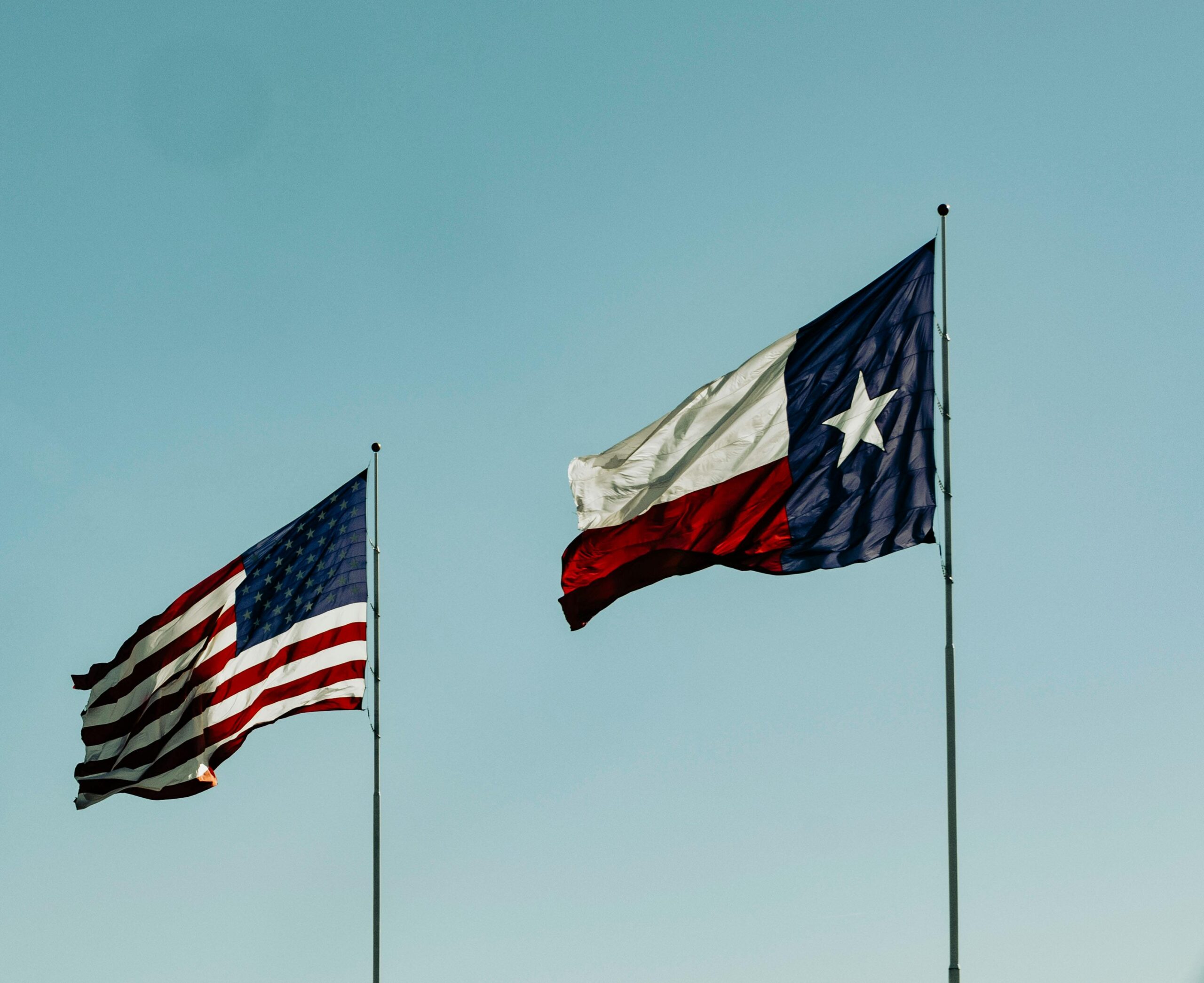 texas and us flags