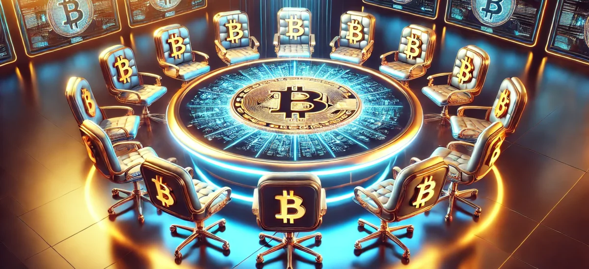 round table with bitcoin logo